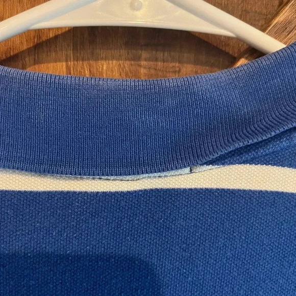 POLO RALPH LAUREN MENS BLUE AND WHITE STRIPED POLO STORR SLEEVE SZ MEDIUM - Picture 4 of 4